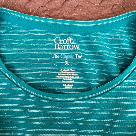 XL Croft & Barrow Turquoise Classic Tee - Picture 3 of 4